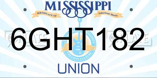 6GHT182 Mississippi License Plate