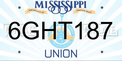 6GHT187 Mississippi License Plate