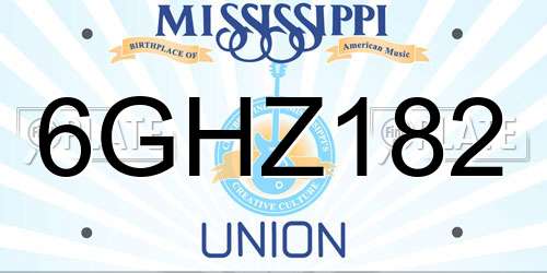 6GHZ182 Mississippi License Plate