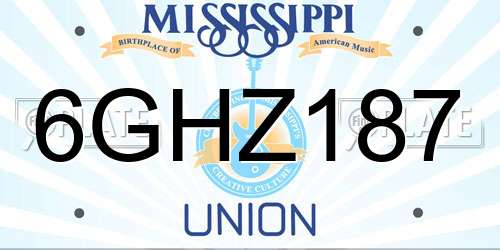 6GHZ187 Mississippi License Plate