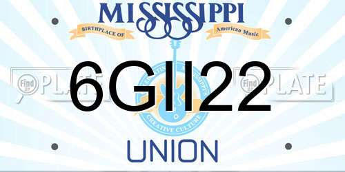 6GII22 Mississippi License Plate