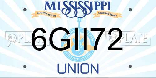 6GII72 Mississippi License Plate