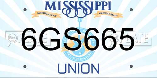 6GS665 Mississippi License Plate
