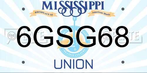 6GSG68 Mississippi License Plate