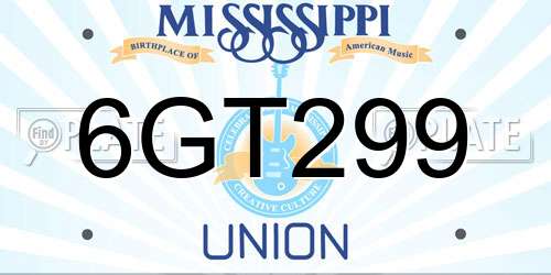 6GT299 Mississippi License Plate