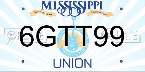 6GTT99 Mississippi License Plate