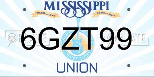6GZT99 Mississippi License Plate