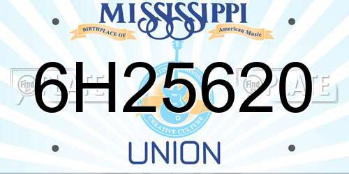 6H25620 Mississippi License Plate