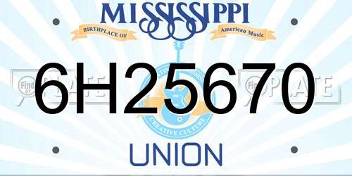 6H25670 Mississippi License Plate