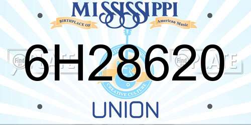 6H28620 Mississippi License Plate
