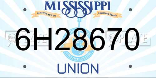 6H28670 Mississippi License Plate