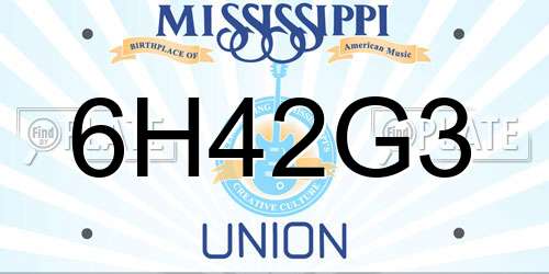 6H42G3 Mississippi License Plate