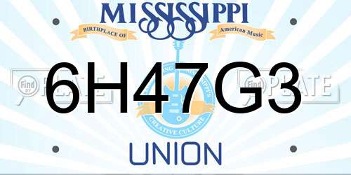 6H47G3 Mississippi License Plate