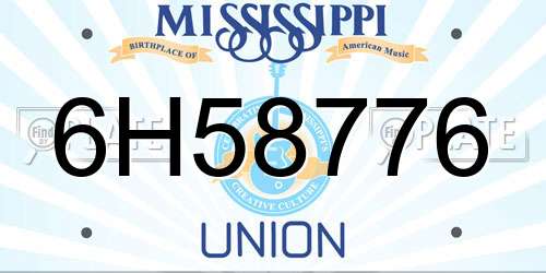 6H58776 Mississippi License Plate