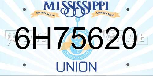 6H75620 Mississippi License Plate