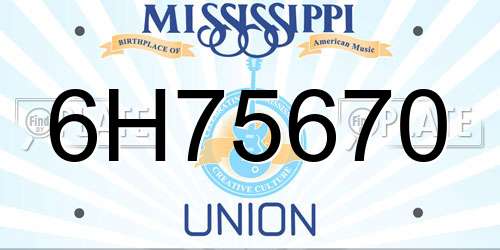 6H75670 Mississippi License Plate