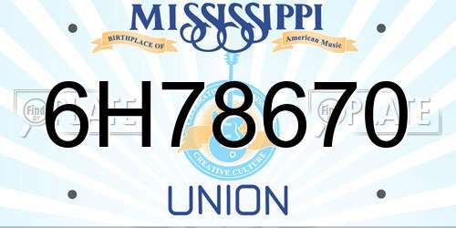 6H78670 Mississippi License Plate