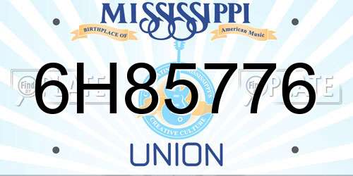 6H85776 Mississippi License Plate