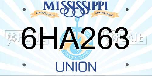 6HA263 Mississippi License Plate
