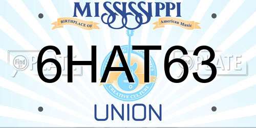 6HAT63 Mississippi License Plate