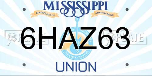 6HAZ63 Mississippi License Plate