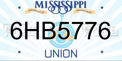 6HB5776 Mississippi License Plate