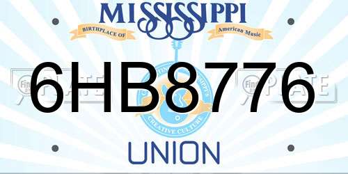 6HB8776 Mississippi License Plate