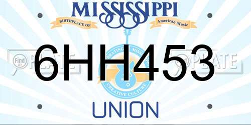 6HH453 Mississippi License Plate