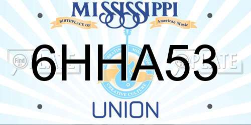 6HHA53 Mississippi License Plate