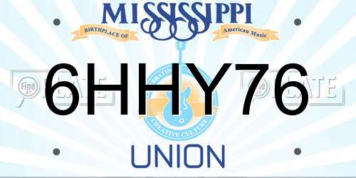 6HHY76 Mississippi License Plate