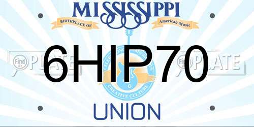 6HIP70 Mississippi License Plate