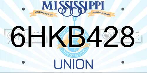 6HKB428 Mississippi License Plate