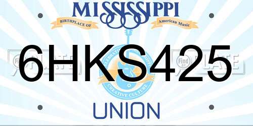 6HKS425 Mississippi License Plate