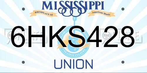 6HKS428 Mississippi License Plate