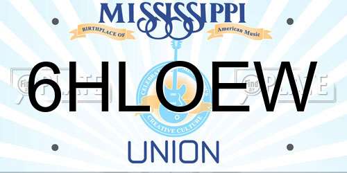 6HLOEW Mississippi License Plate