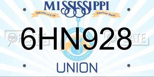 6HN928 Mississippi License Plate