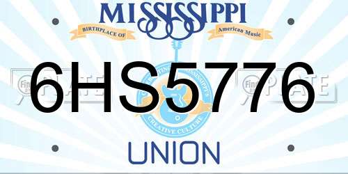 6HS5776 Mississippi License Plate