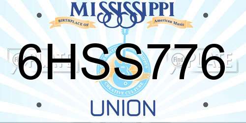 6HSS776 Mississippi License Plate