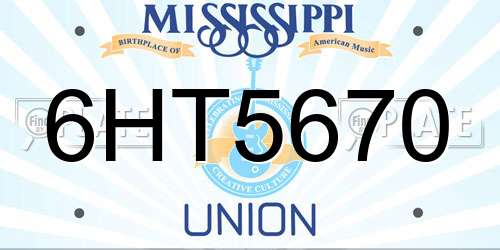6HT5670 Mississippi License Plate