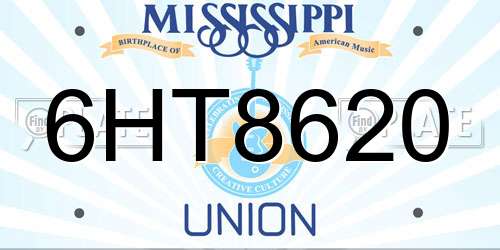 6HT8620 Mississippi License Plate