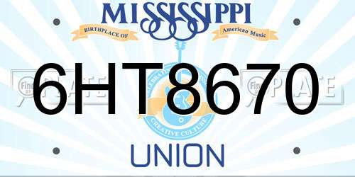 6HT8670 Mississippi License Plate