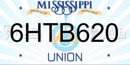6HTB620 Mississippi License Plate