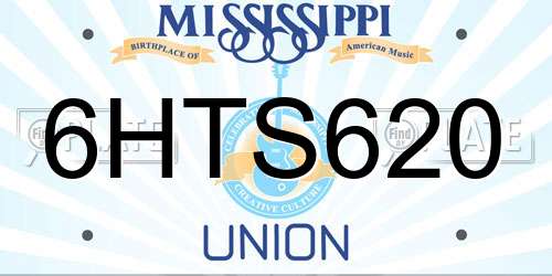 6HTS620 Mississippi License Plate