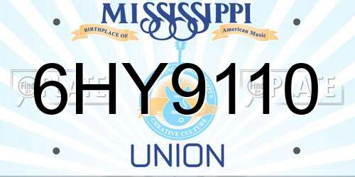 6HY9110 Mississippi License Plate