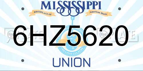 6HZ5620 Mississippi License Plate