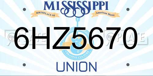 6HZ5670 Mississippi License Plate