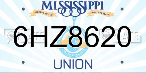6HZ8620 Mississippi License Plate