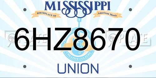 6HZ8670 Mississippi License Plate