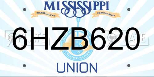 6HZB620 Mississippi License Plate