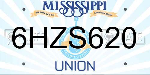 6HZS620 Mississippi License Plate